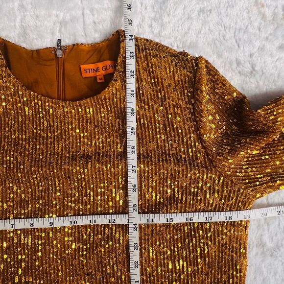 Stine Goya Women's Gold Sequin Straight Mini Odis Dress Size Medium - Picture 9 of 15